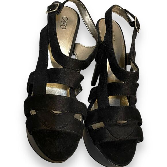 Cato High Heel Sandals Women's 9 Slingback Buckle Fabric Open Toe Party Casual - Picture 5 of 14